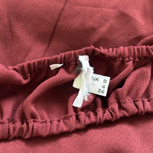 Princess Polly Natasha Maroon Burgundy Halter Cutout Balloon Sleeve Mini Dress - Picture 12 of 13